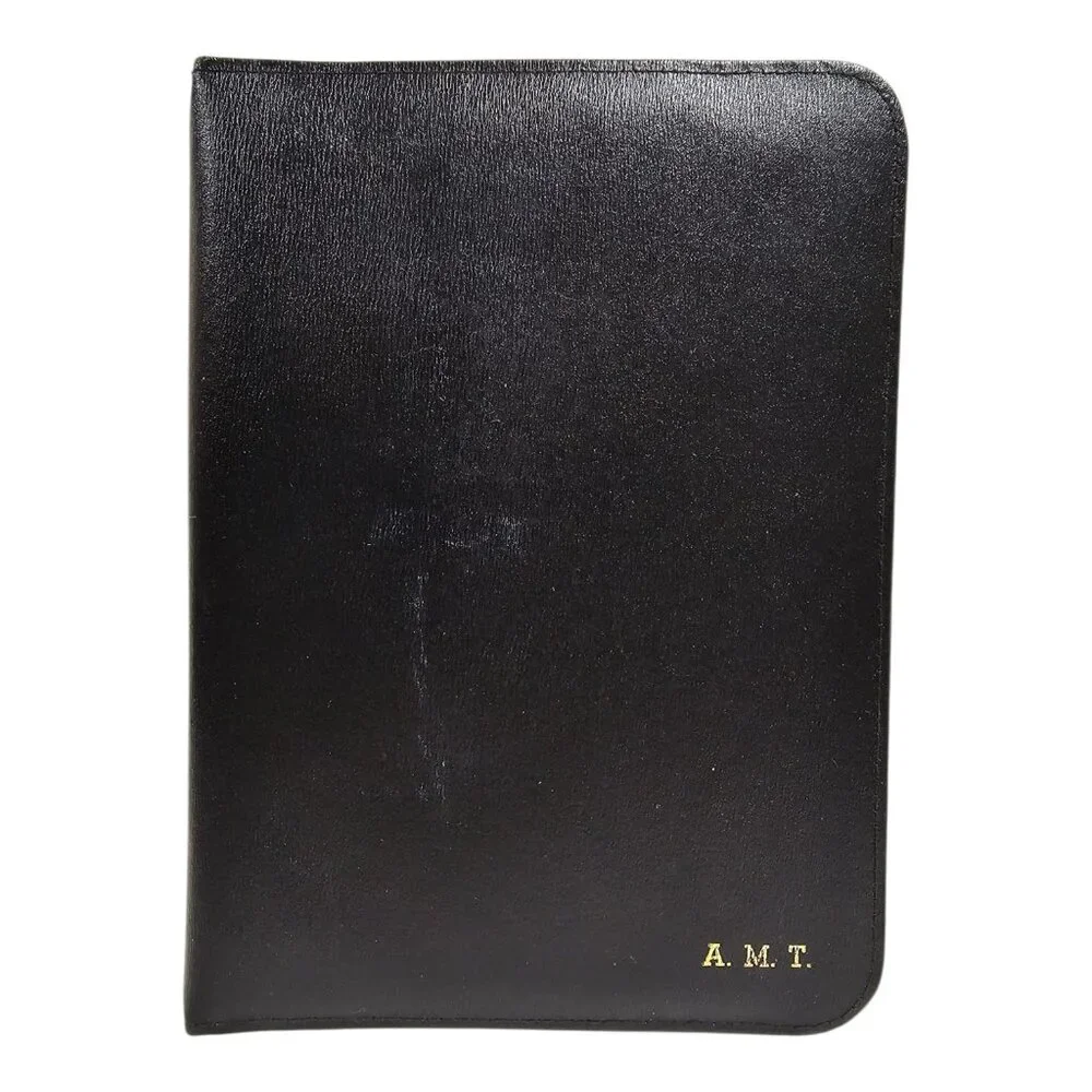 60S - 70S A.M.T. monogrammed black Split Cowhide Portfolio Folder